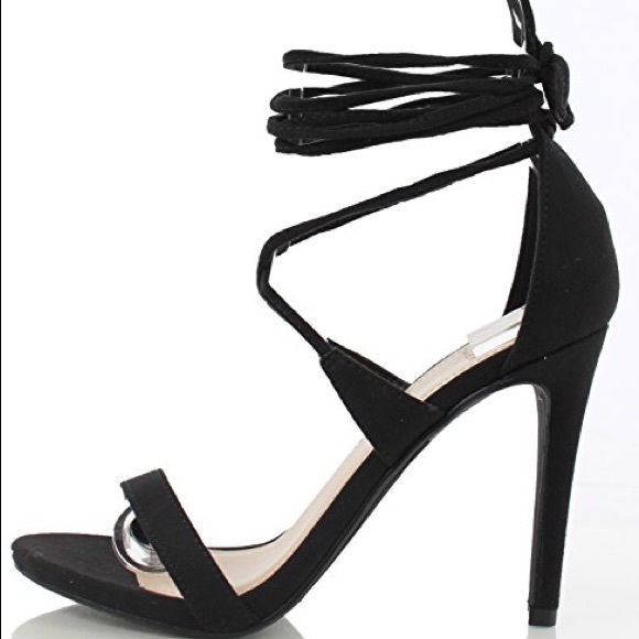 Digit Delicious strappy faux suede ladies heels - Picture 2 of 2